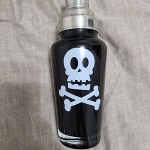 Heavy glass black skull cocktail mixer